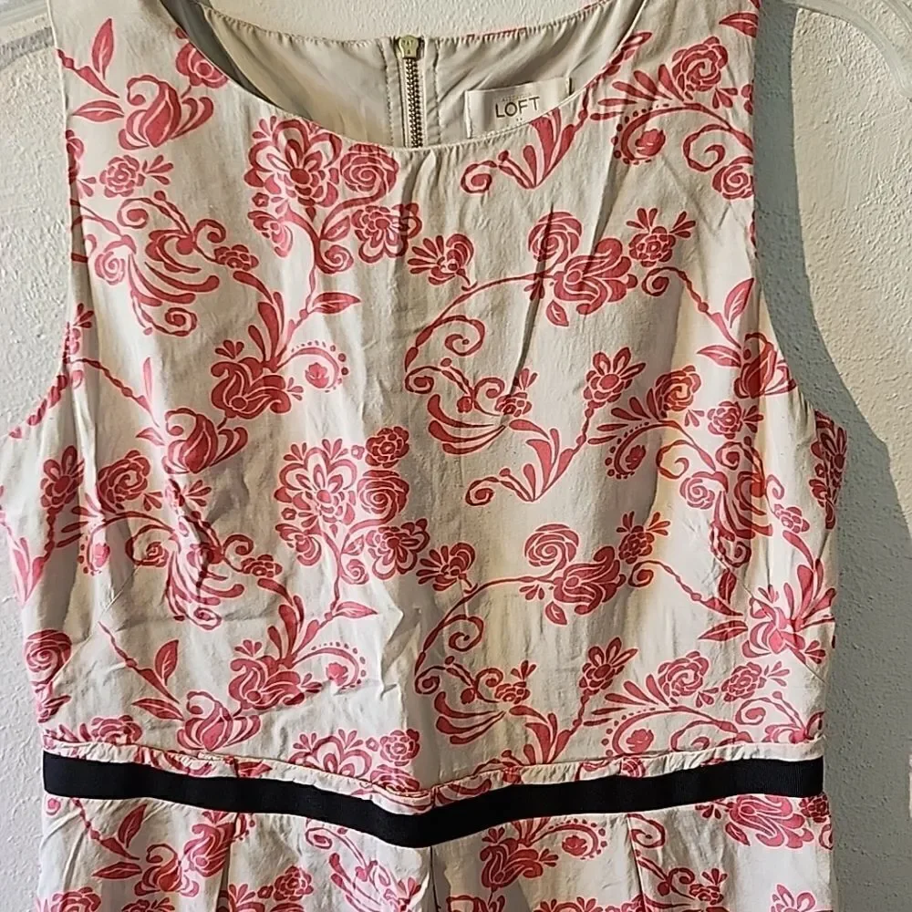 Ann Taylor Sleeveless Summer Size 8 Tan Beige Pink Floral
